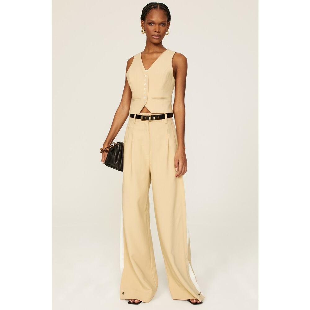 Favorite Daughter Margaret Beige Button Front Sleeveless Crepe Vest Size XS